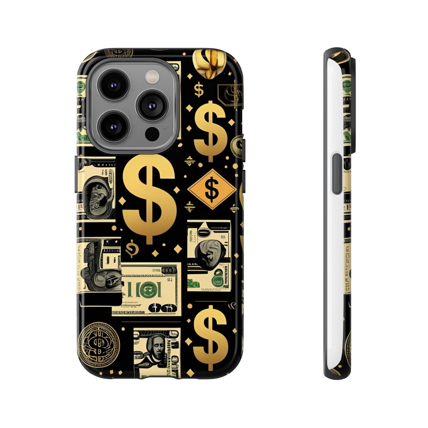 Phone Cases - Gold and Black Dollar Pattern for Luxury Streetwear Enthusiasts