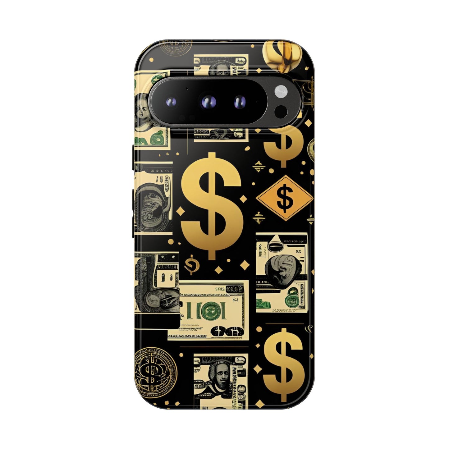 Phone Cases - Gold and Black Dollar Pattern for Luxury Streetwear Enthusiasts