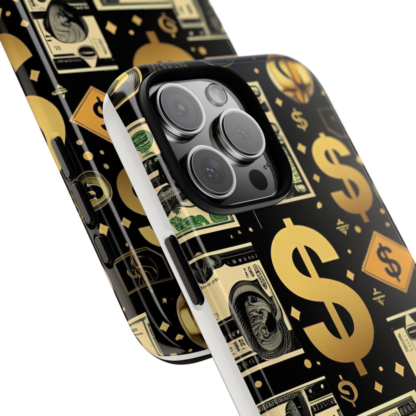 Phone Cases - Gold and Black Dollar Pattern for Luxury Streetwear Enthusiasts
