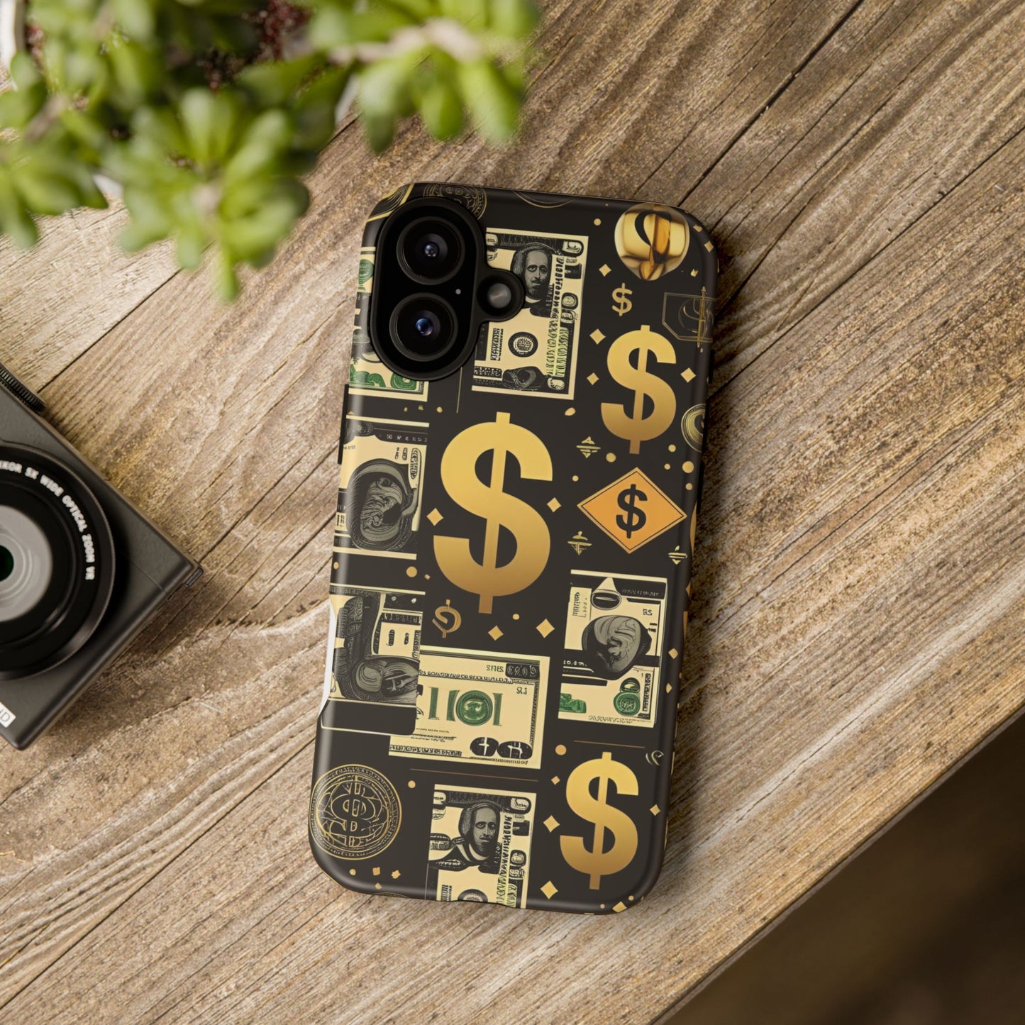 Phone Cases - Gold and Black Dollar Pattern for Luxury Streetwear Enthusiasts