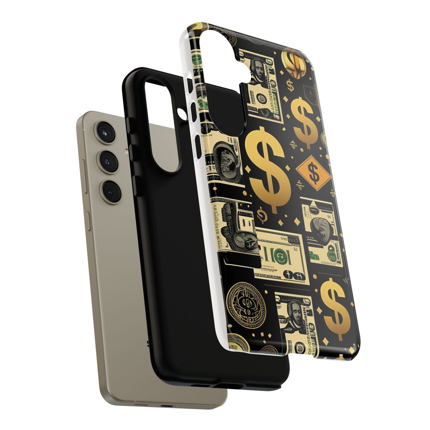 Phone Cases - Gold and Black Dollar Pattern for Luxury Streetwear Enthusiasts