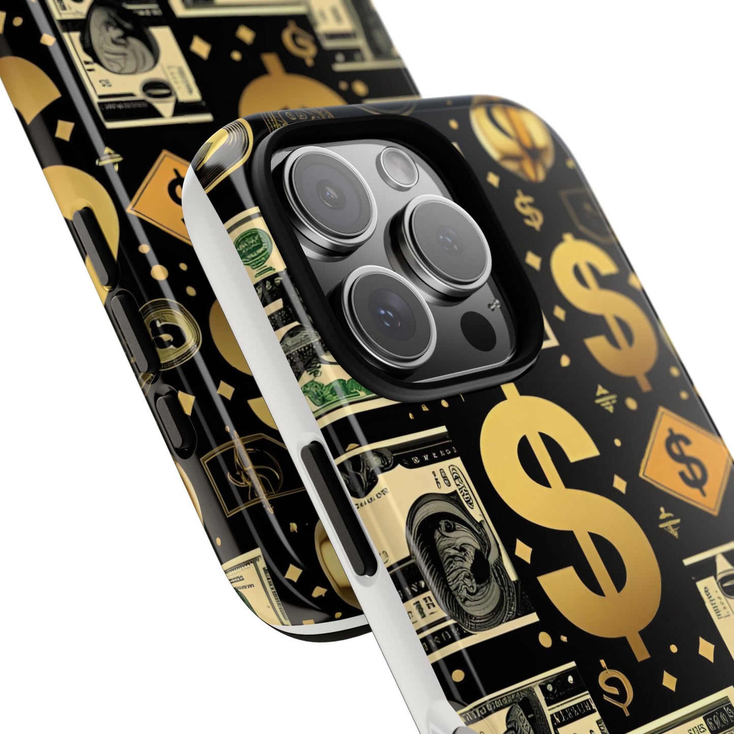 Phone Cases - Gold and Black Dollar Pattern for Luxury Streetwear Enthusiasts