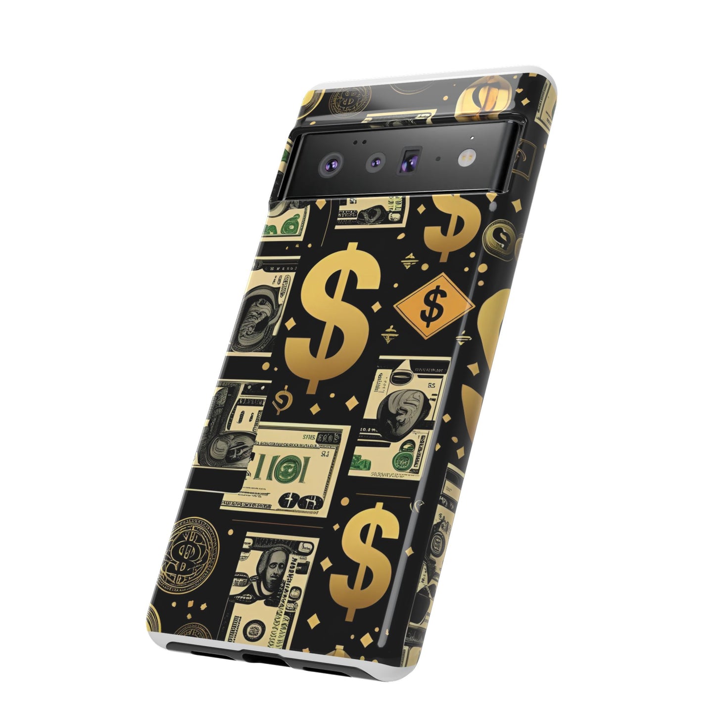 Phone Cases - Gold and Black Dollar Pattern for Luxury Streetwear Enthusiasts