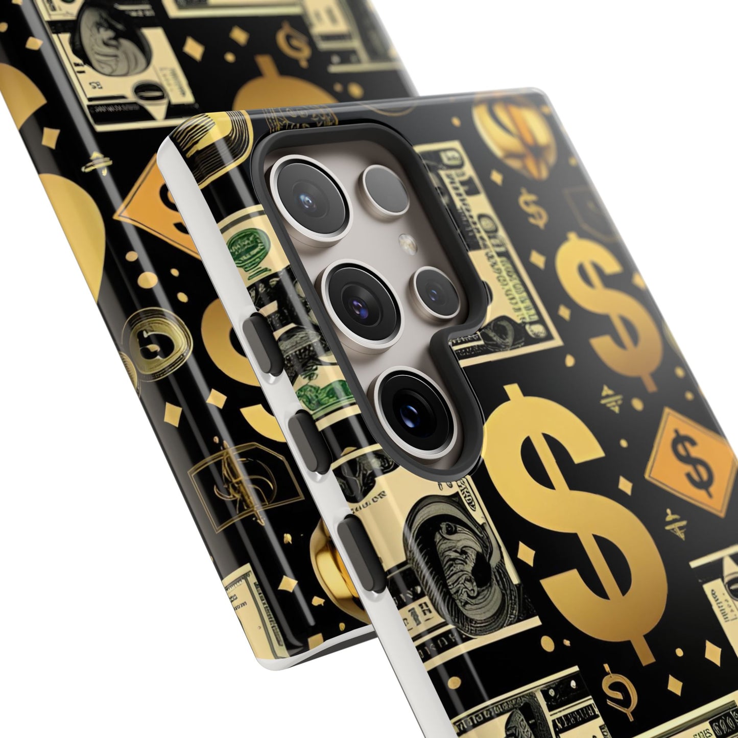 Phone Cases - Gold and Black Dollar Pattern for Luxury Streetwear Enthusiasts