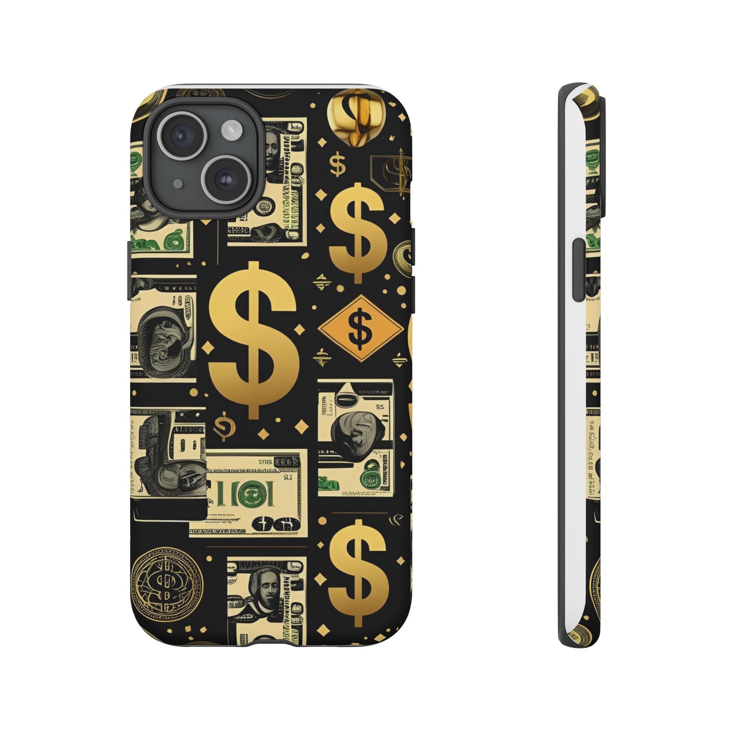 Phone Cases - Gold and Black Dollar Pattern for Luxury Streetwear Enthusiasts