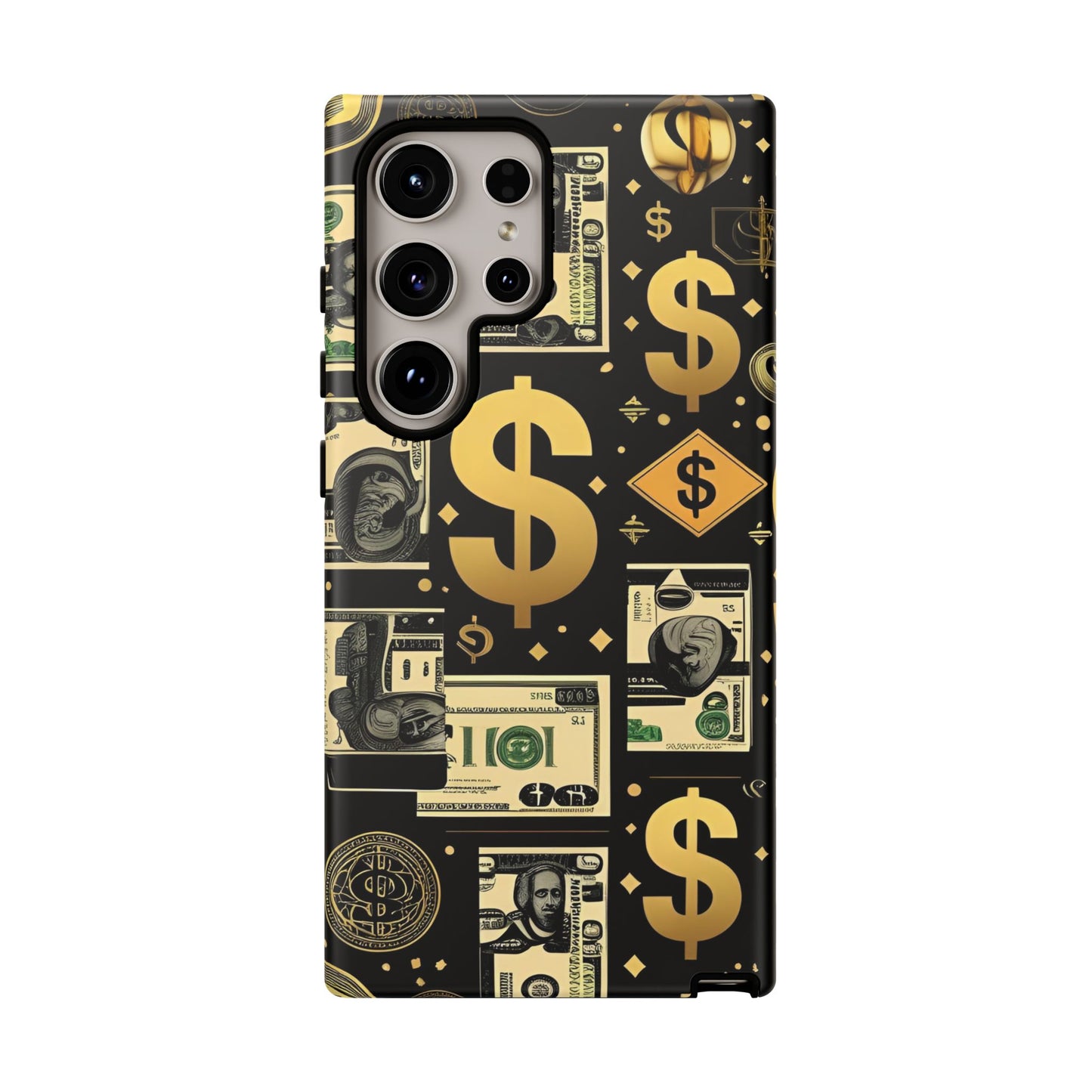 Phone Cases - Gold and Black Dollar Pattern for Luxury Streetwear Enthusiasts