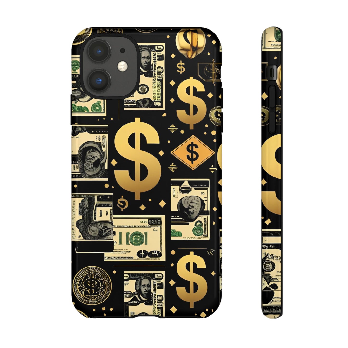 Phone Cases - Gold and Black Dollar Pattern for Luxury Streetwear Enthusiasts