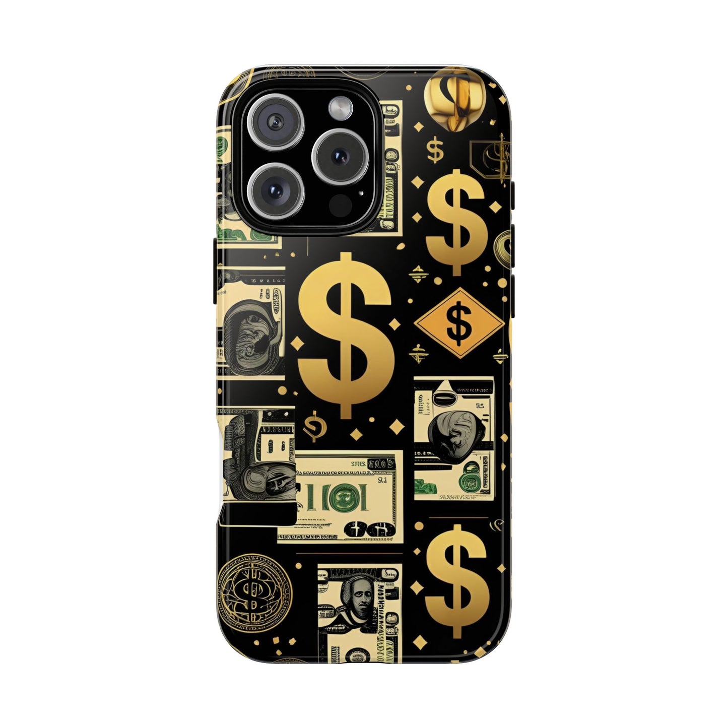 Phone Cases - Gold and Black Dollar Pattern for Luxury Streetwear Enthusiasts