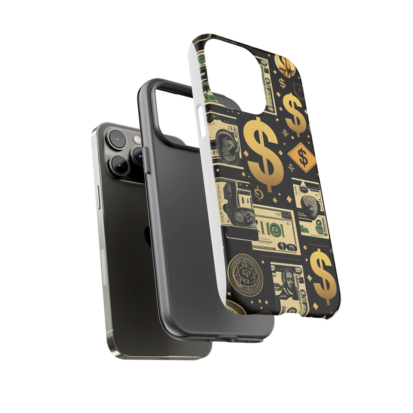 Phone Cases - Gold and Black Dollar Pattern for Luxury Streetwear Enthusiasts