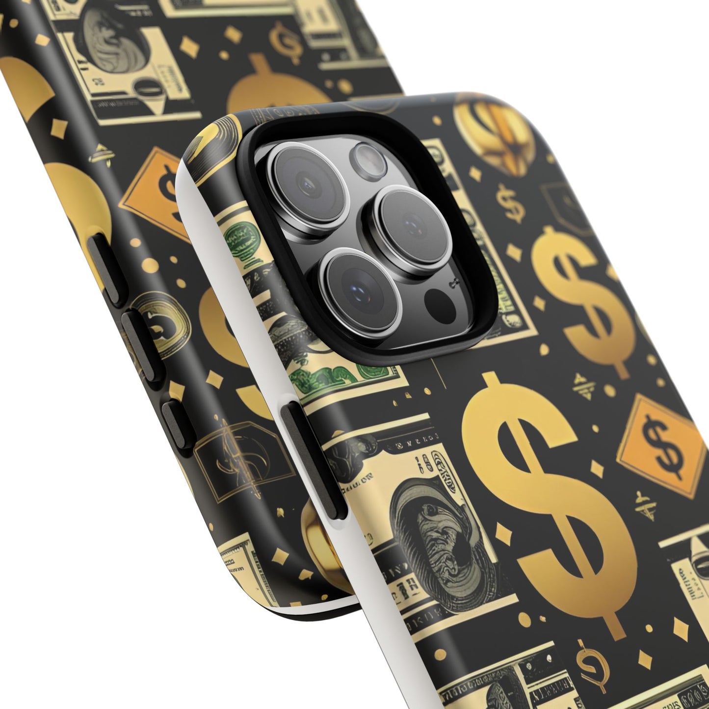 Phone Cases - Gold and Black Dollar Pattern for Luxury Streetwear Enthusiasts