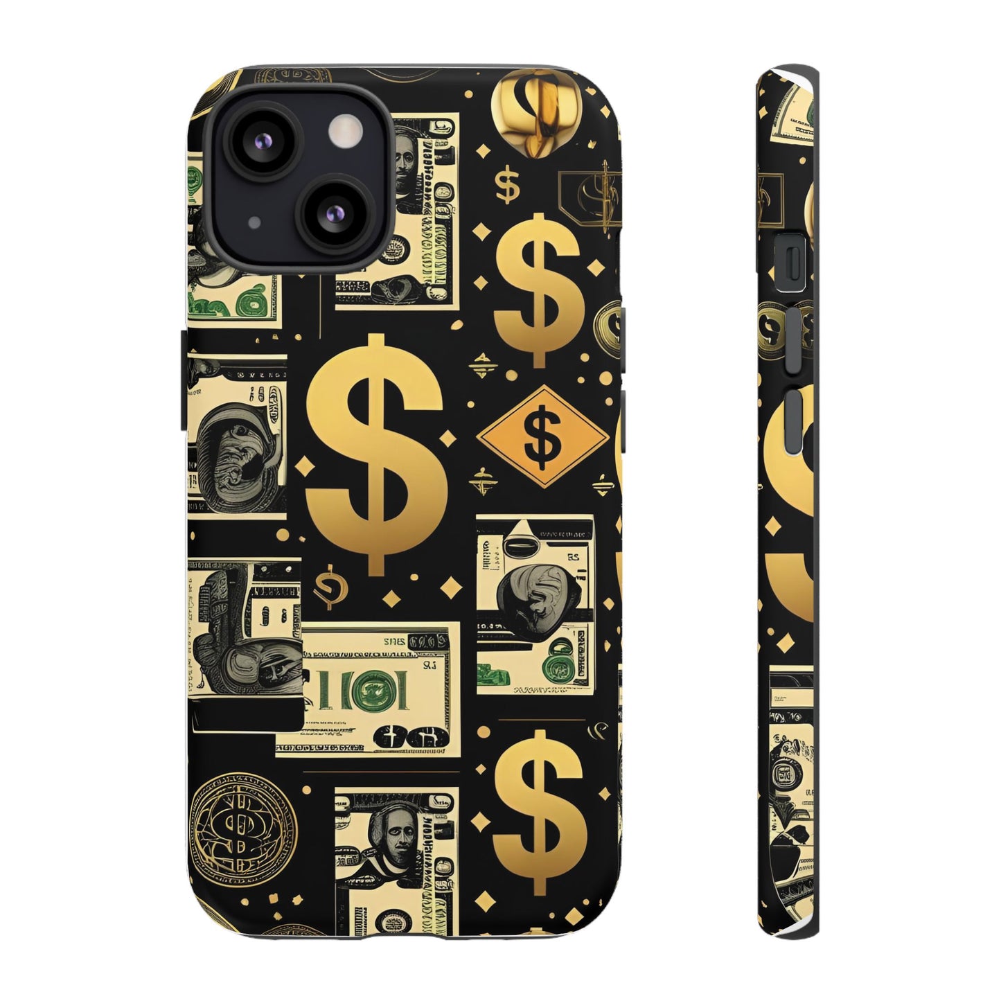 Phone Cases - Gold and Black Dollar Pattern for Luxury Streetwear Enthusiasts