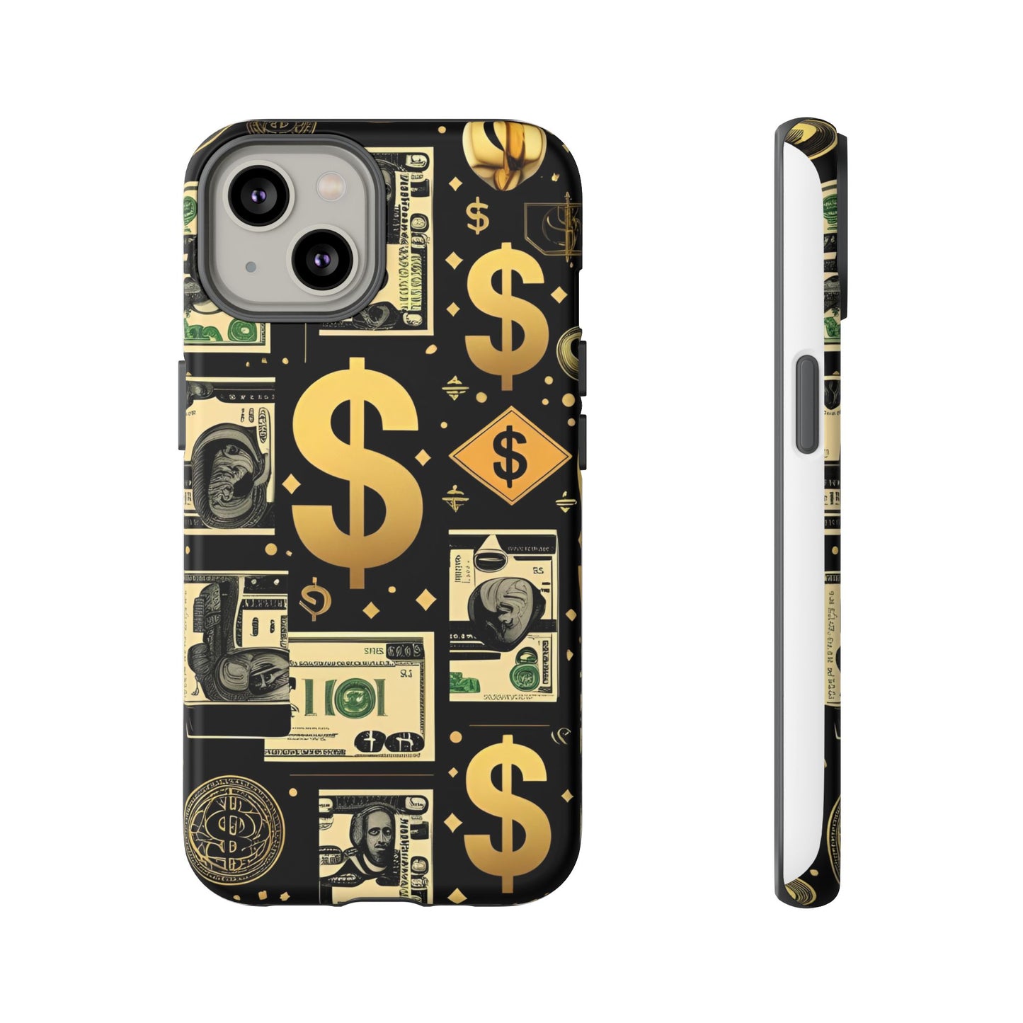 Phone Cases - Gold and Black Dollar Pattern for Luxury Streetwear Enthusiasts