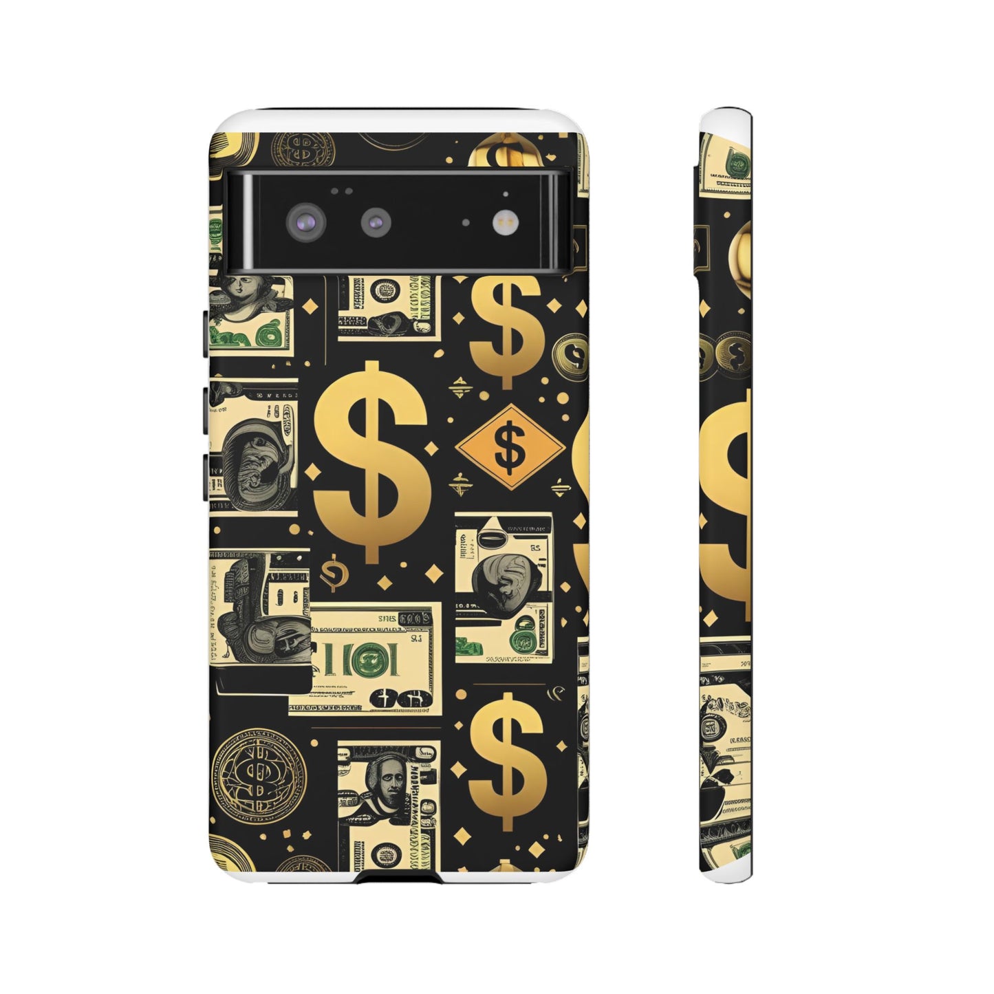 Phone Cases - Gold and Black Dollar Pattern for Luxury Streetwear Enthusiasts