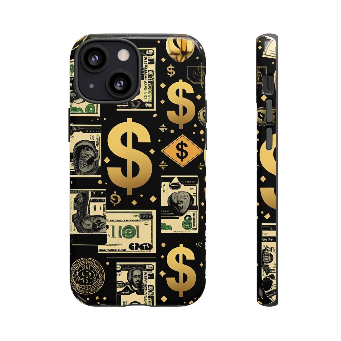Phone Cases - Gold and Black Dollar Pattern for Luxury Streetwear Enthusiasts