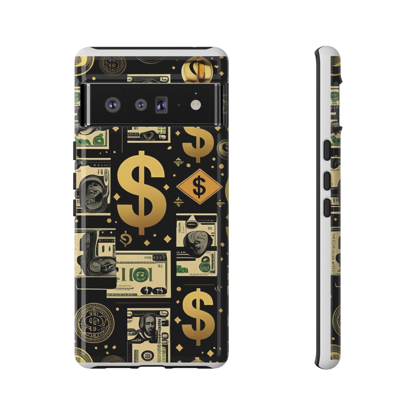 Phone Cases - Gold and Black Dollar Pattern for Luxury Streetwear Enthusiasts