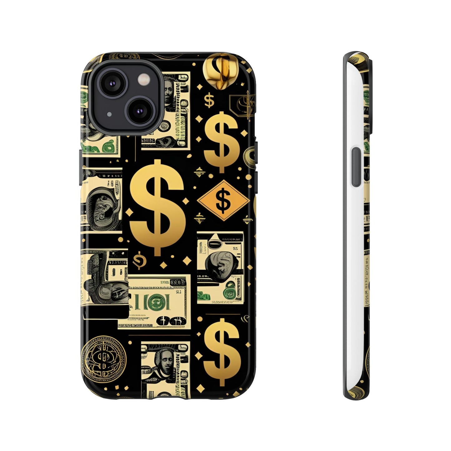 Phone Cases - Gold and Black Dollar Pattern for Luxury Streetwear Enthusiasts