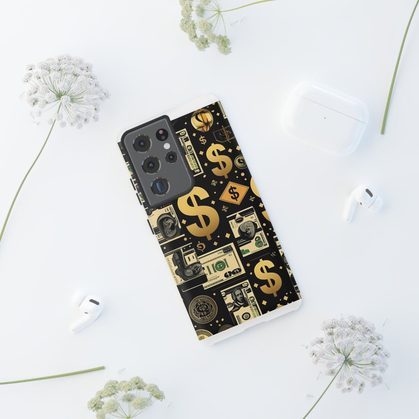 Phone Cases - Gold and Black Dollar Pattern for Luxury Streetwear Enthusiasts