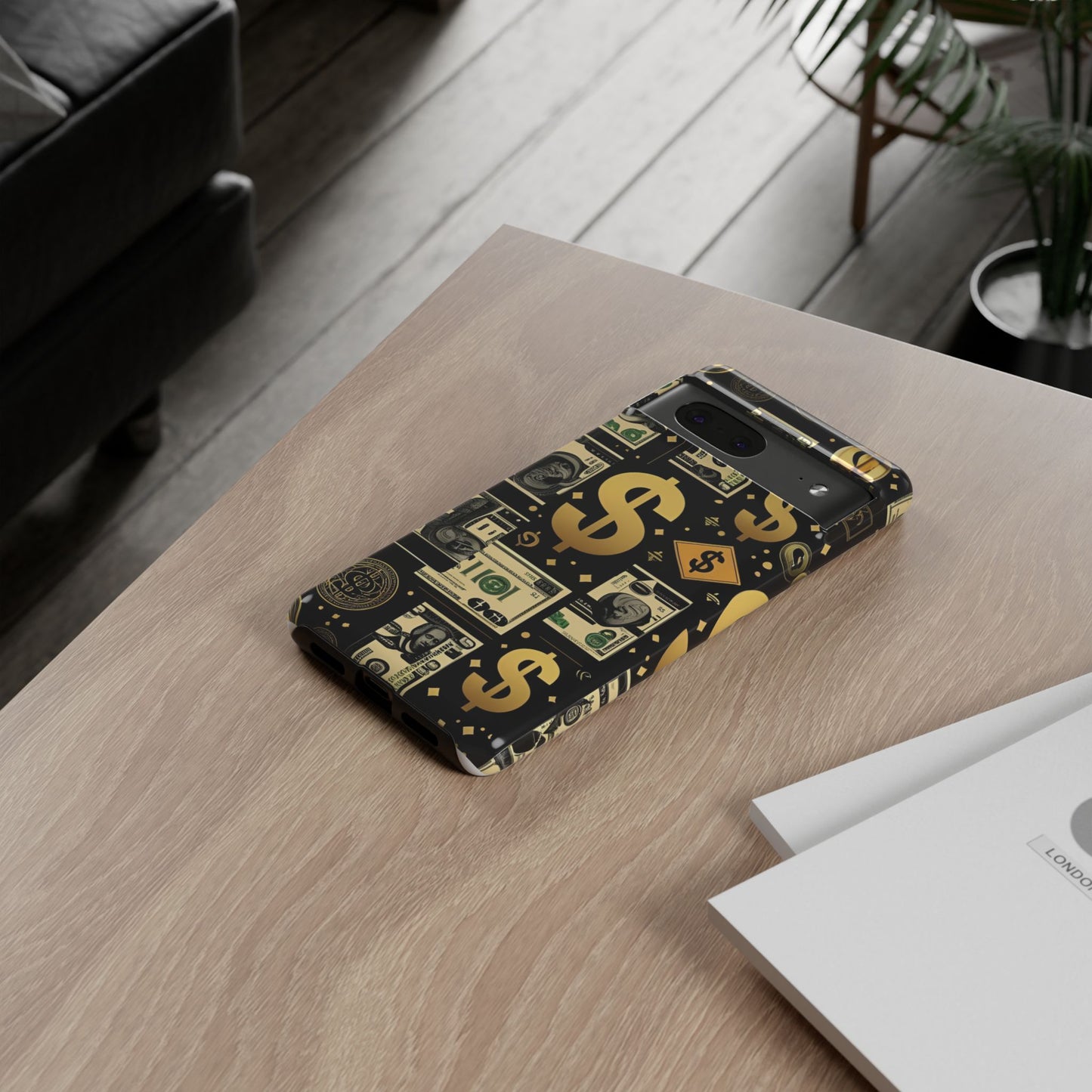 Phone Cases - Gold and Black Dollar Pattern for Luxury Streetwear Enthusiasts