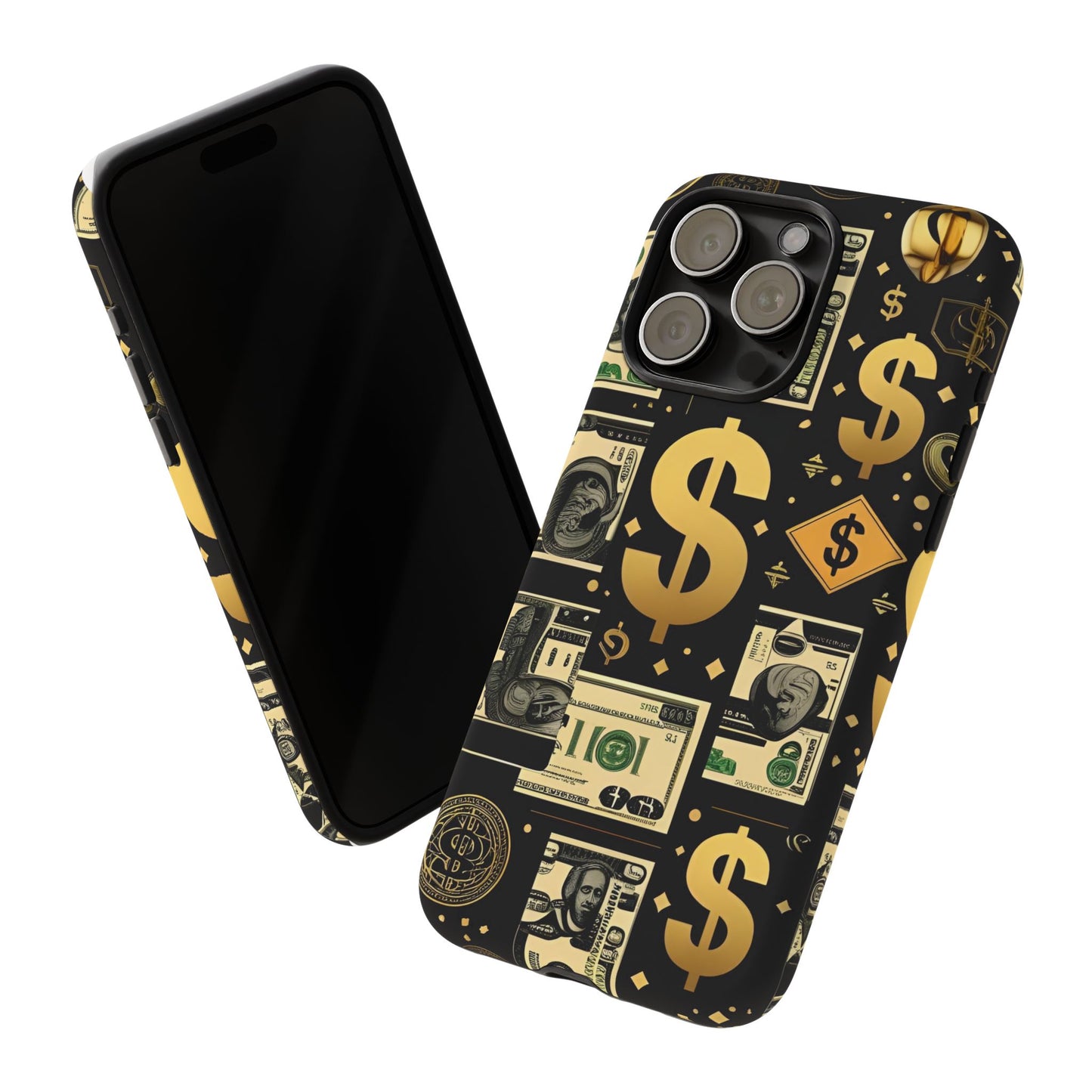 Phone Cases - Gold and Black Dollar Pattern for Luxury Streetwear Enthusiasts