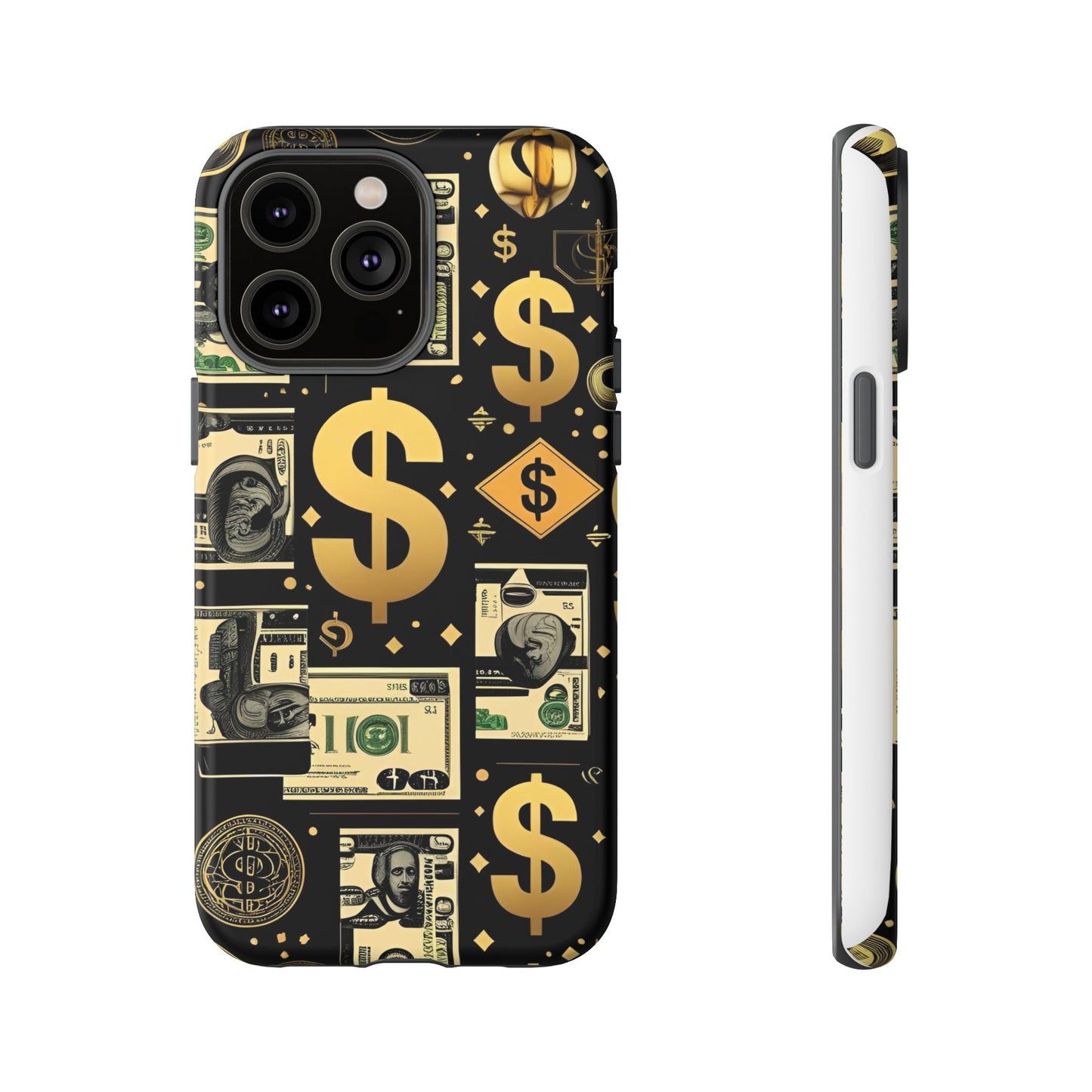 Phone Cases - Gold and Black Dollar Pattern for Luxury Streetwear Enthusiasts