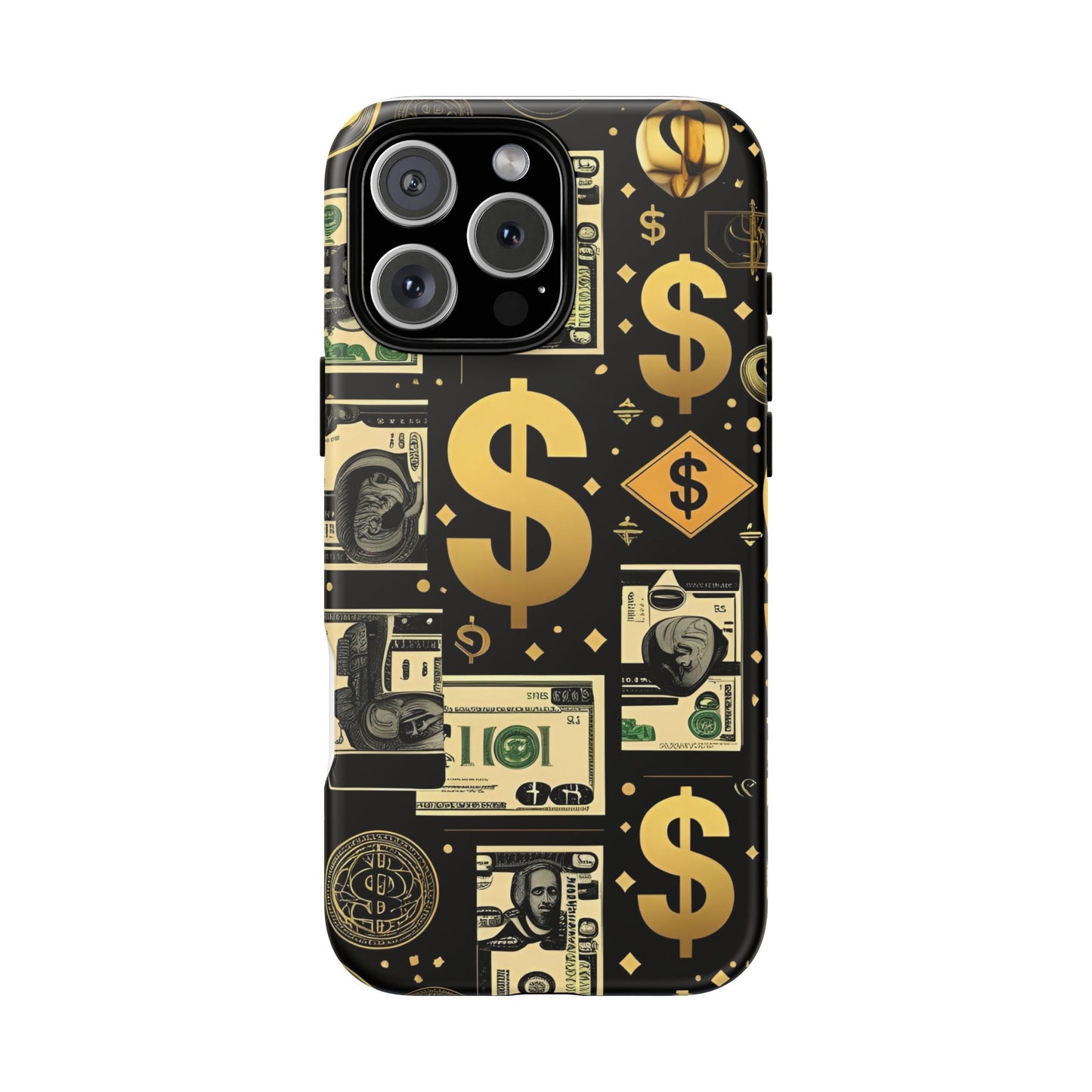 Phone Cases - Gold and Black Dollar Pattern for Luxury Streetwear Enthusiasts