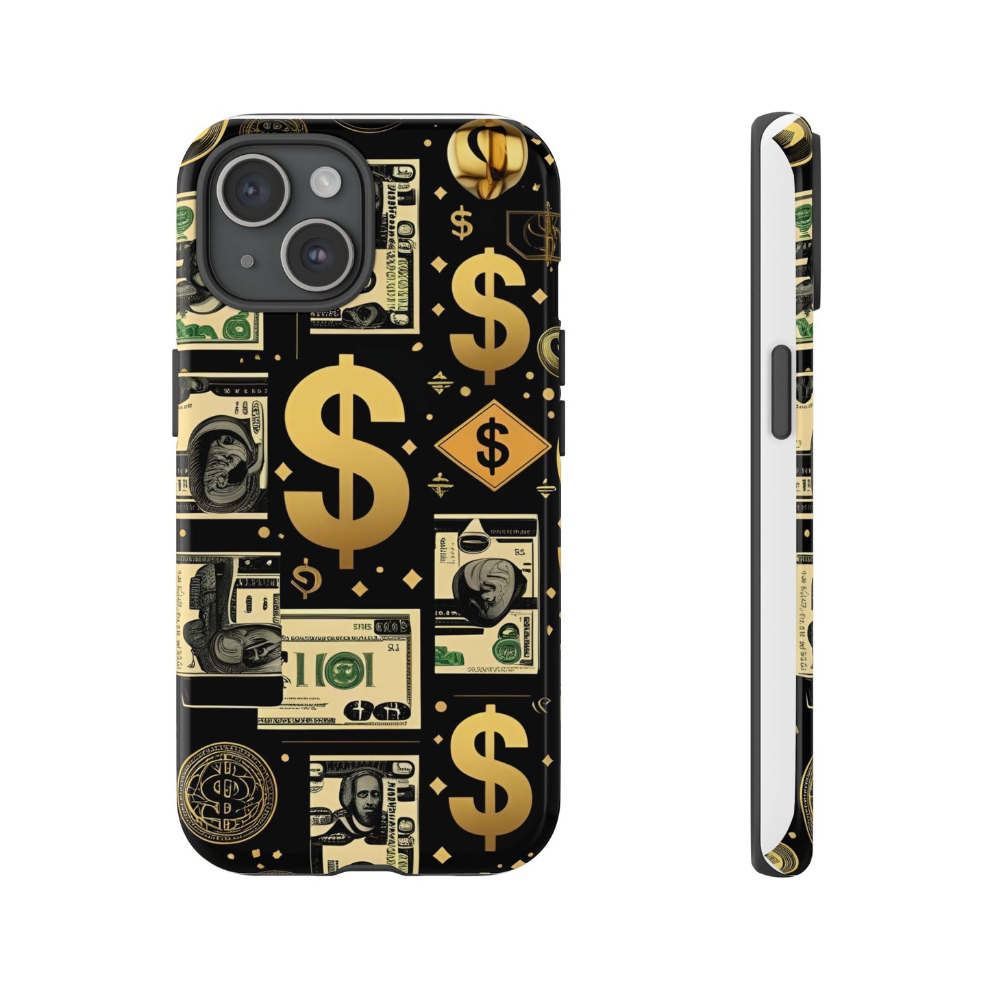 Phone Cases - Gold and Black Dollar Pattern for Luxury Streetwear Enthusiasts
