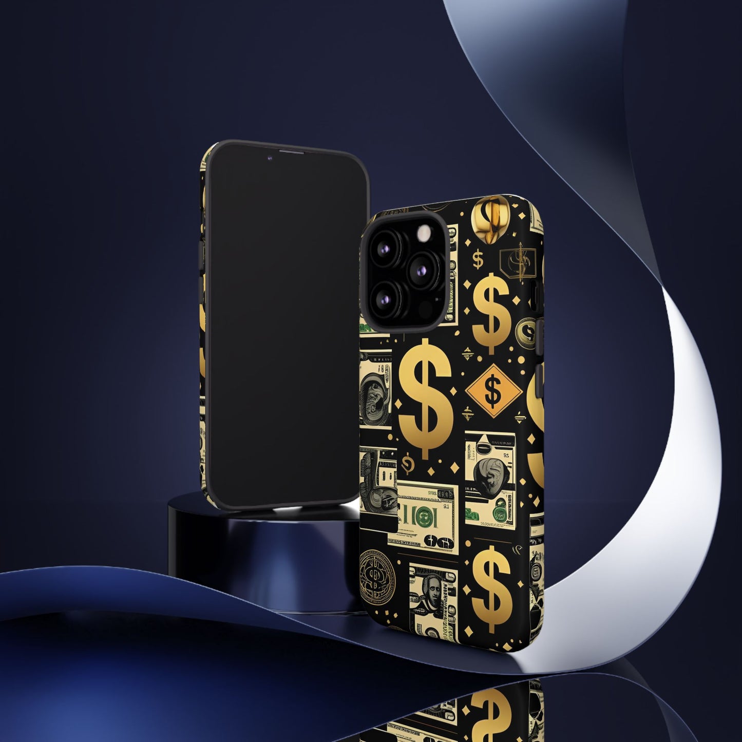 Phone Cases - Gold and Black Dollar Pattern for Luxury Streetwear Enthusiasts