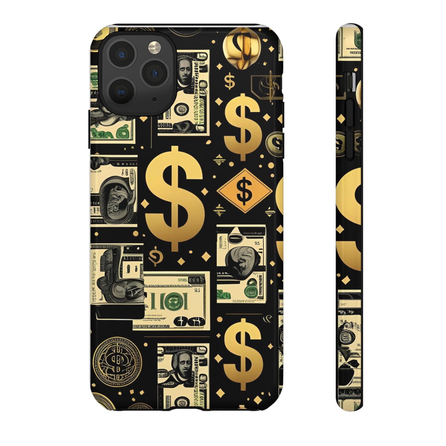 Phone Cases - Gold and Black Dollar Pattern for Luxury Streetwear Enthusiasts